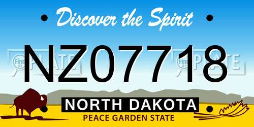 NZ07718 North Dakota License Plate