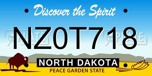 NZ0T718 North Dakota License Plate