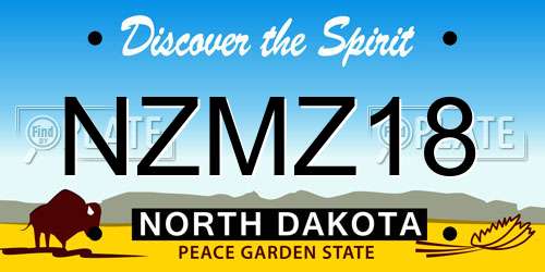 NZMZ18 North Dakota License Plate