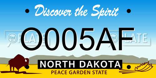 O005AF North Dakota License Plate