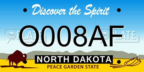 O008AF North Dakota License Plate