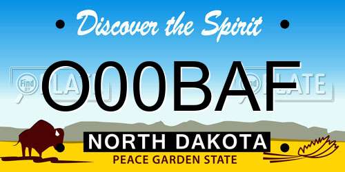 O00BAF North Dakota License Plate