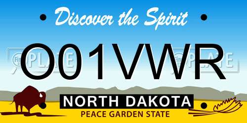 O01VWR North Dakota License Plate
