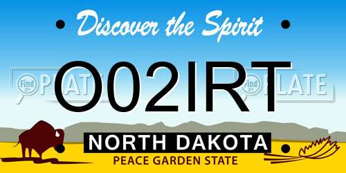 O02IRT North Dakota License Plate