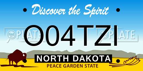 O04TZI North Dakota License Plate