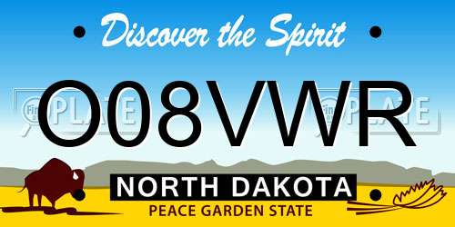 O08VWR North Dakota License Plate