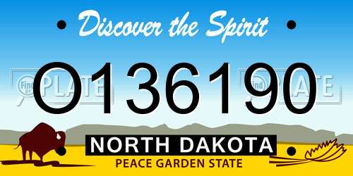 O136190 North Dakota License Plate