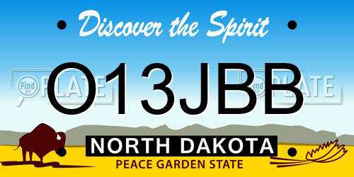 O13JBB North Dakota License Plate