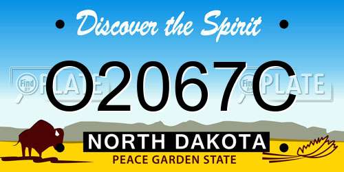 O2067C North Dakota License Plate