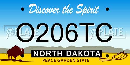O206TC North Dakota License Plate