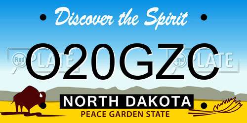 O20GZC North Dakota License Plate
