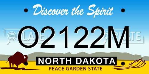 O2122M North Dakota License Plate