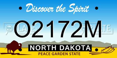 O2172M North Dakota License Plate