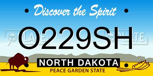 O229SH North Dakota License Plate