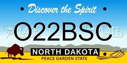 O22BSC North Dakota License Plate