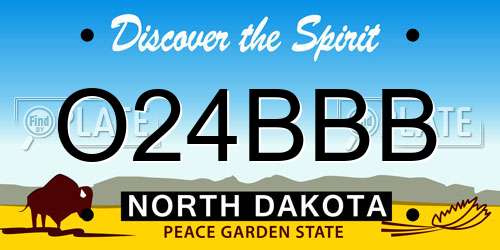 O24BBB North Dakota License Plate