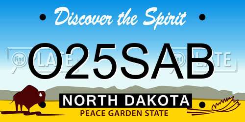 O25SAB North Dakota License Plate