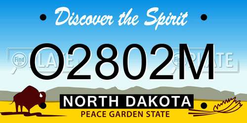 O2802M North Dakota License Plate