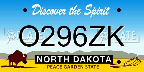 O296ZK North Dakota License Plate