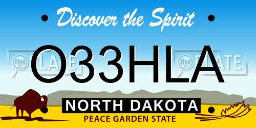 O33HLA North Dakota License Plate