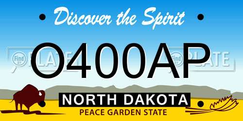 O400AP North Dakota License Plate