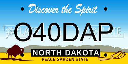 O40DAP North Dakota License Plate