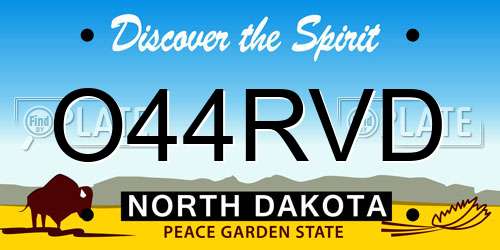 O44RVD North Dakota License Plate