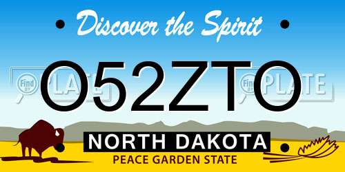 O52ZTO North Dakota License Plate