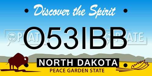 O53IBB North Dakota License Plate