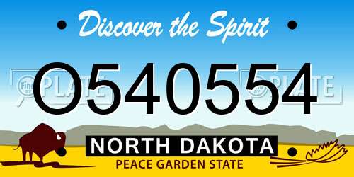 O540554 North Dakota License Plate