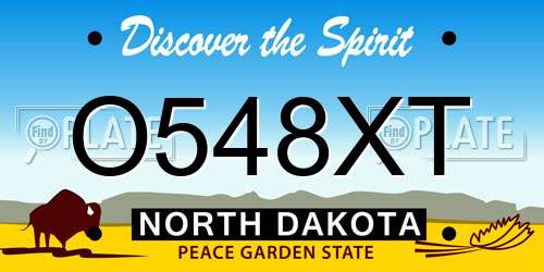 O548XT North Dakota License Plate