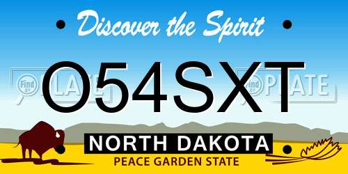 O54SXT North Dakota License Plate