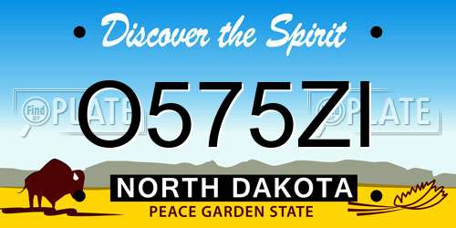 O575ZI North Dakota License Plate