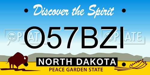 O57BZI North Dakota License Plate