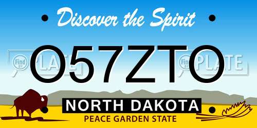 O57ZTO North Dakota License Plate