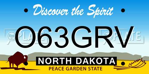 O63GRV North Dakota License Plate