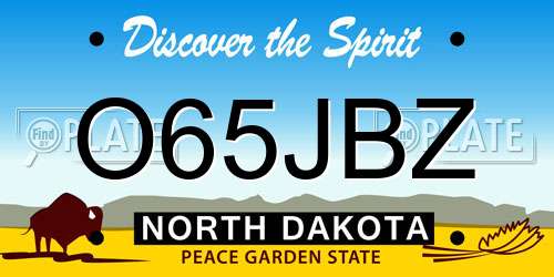 O65JBZ North Dakota License Plate