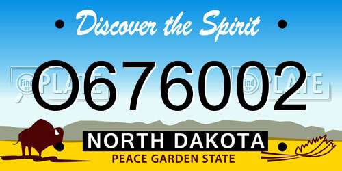 O676002 North Dakota License Plate