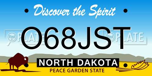 O68JST North Dakota License Plate