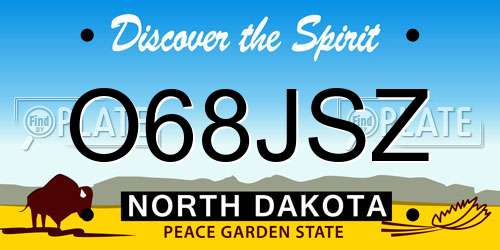 O68JSZ North Dakota License Plate
