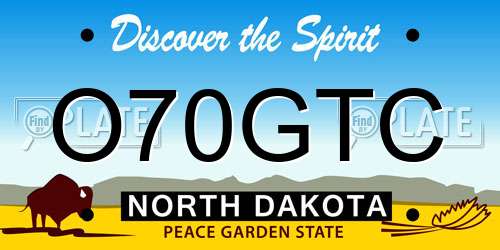O70GTC North Dakota License Plate