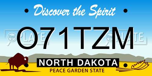 O71TZM North Dakota License Plate