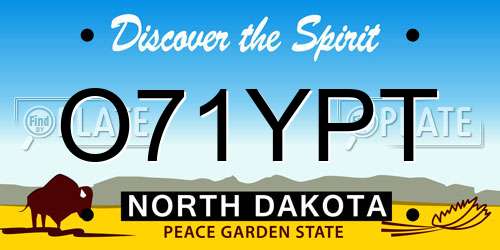 O71YPT North Dakota License Plate