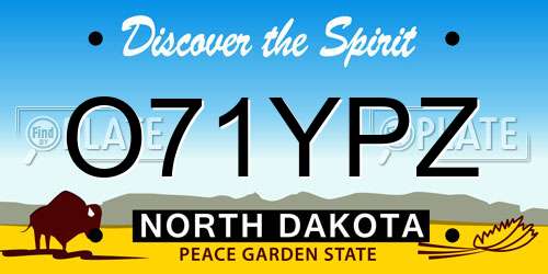 O71YPZ North Dakota License Plate