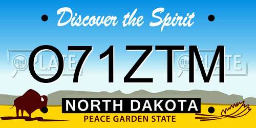 O71ZTM North Dakota License Plate