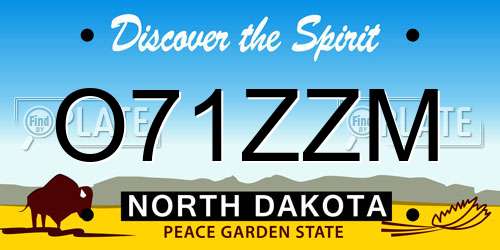 O71ZZM North Dakota License Plate