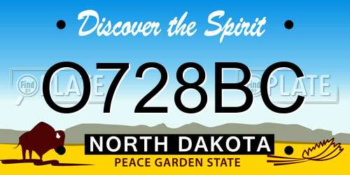 O728BC North Dakota License Plate