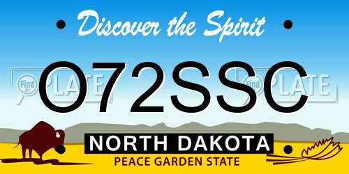 O72SSC North Dakota License Plate