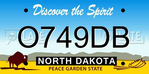 O749DB North Dakota License Plate