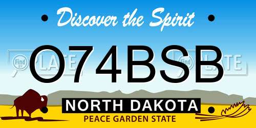 O74BSB North Dakota License Plate